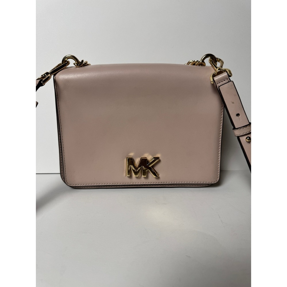 Michael Kors Mott Large Chain Swag Leather Crossbody Shoulder Bag Powder Blush